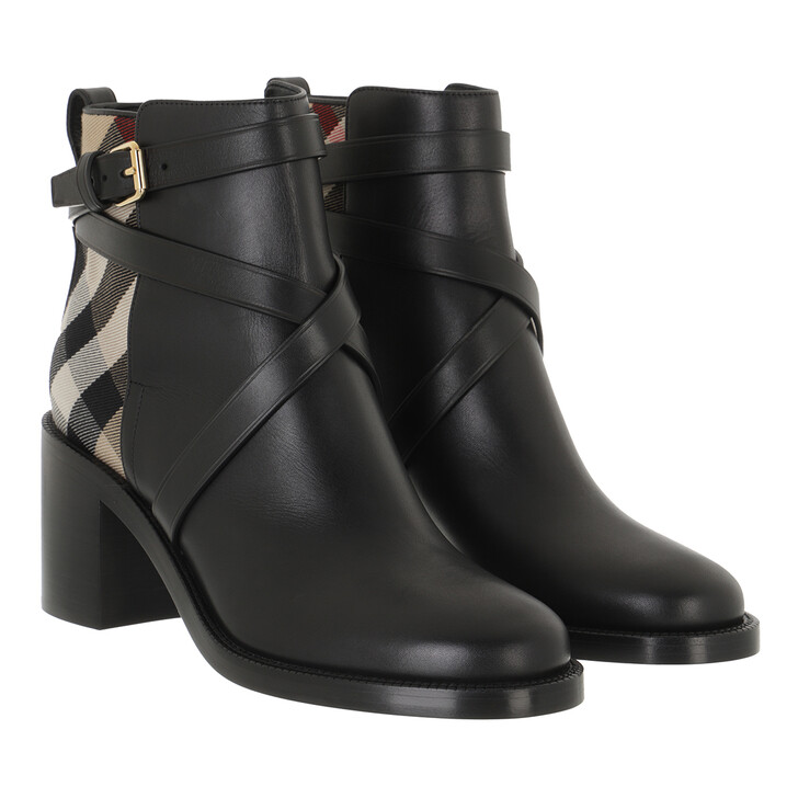 Burberry Checked Ankle Boots Black/Archive Beige | Enkellaars | fashionette