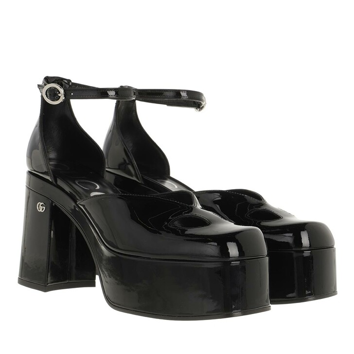 black ankle strap platform