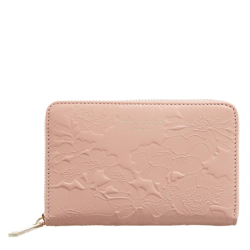 Ted Baker Floral Debossed Midi Purse Pale Pink ZipAround Wallet