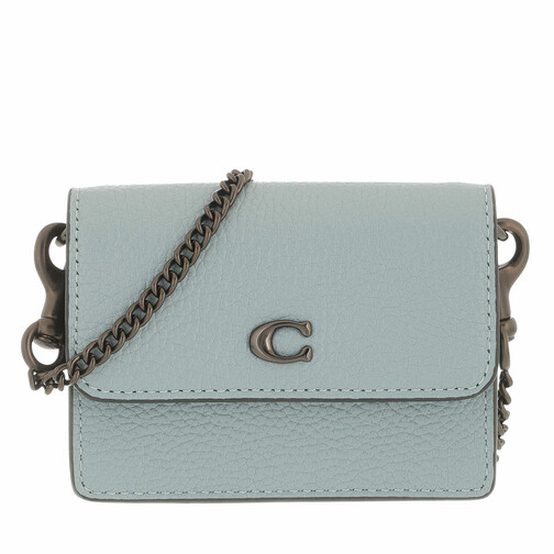 Coach Polished Pebbled Leather Half Flap Card Case V5 Sage Wallet On