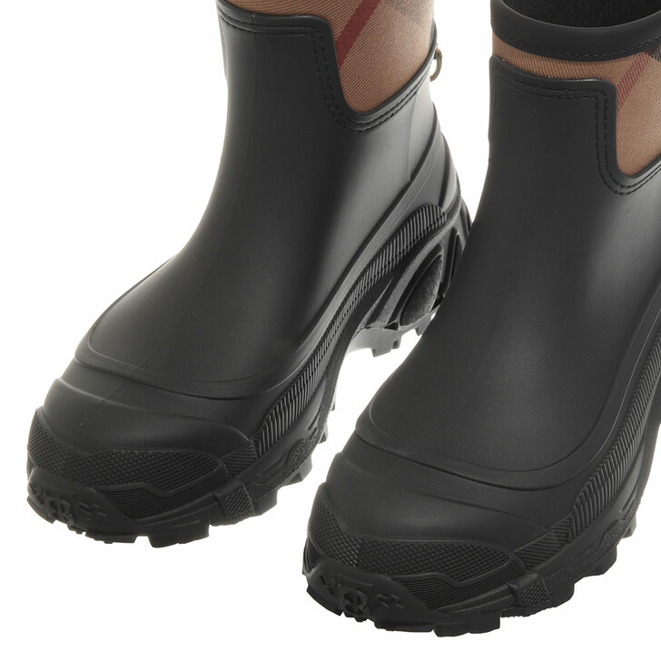 Burberry Ryan Check Panel Rain Boots Black | Regenlaarzen | fashionette
