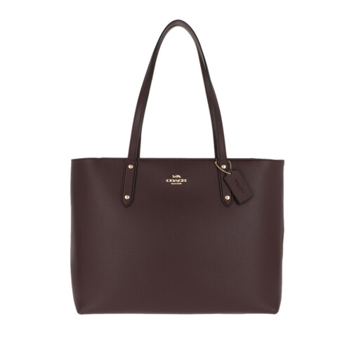 Coach Polished Pebble Leather Central Tote With Zip Gd Oxblood Tote