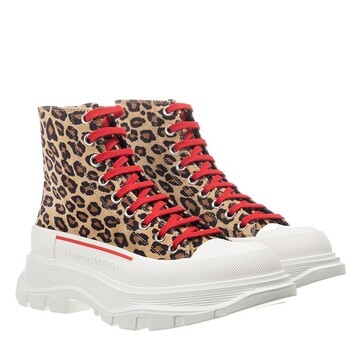leopard boots with red laces