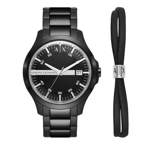 Armani Exchange ThreeHand Date Stainless Steel Wa Black Quartz Watch