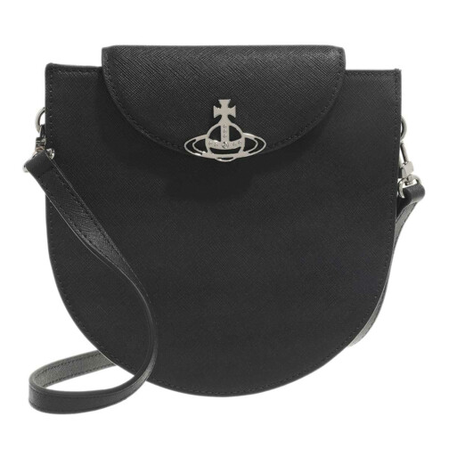 Vivienne Westwood Saffiano Half Moon Saddle Crossbody Black Crossbody