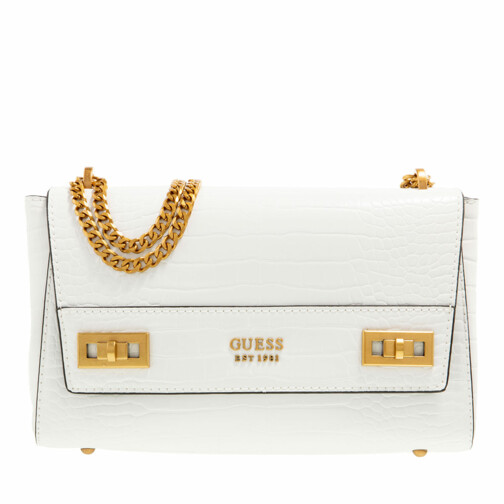 Guess Katey Croc Flap Shoulder Bag White Crossbody Bag