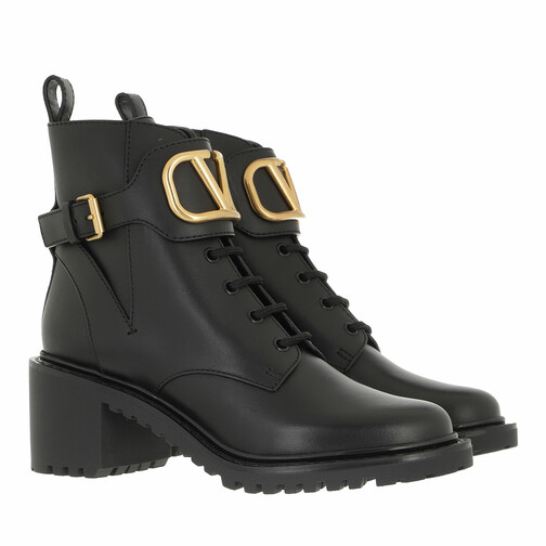 Valentino Garavani V Logo Combat Boots Leather Black | Laarzen met  vetersluiting | fashionette