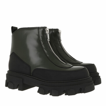 GANNI Zipper Boots Brush Off Dark Green 