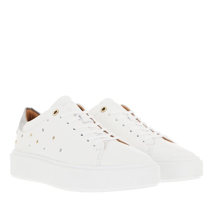 White platform sneakers with stars clearance