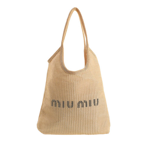 Miu Miu Tote Bag Raffia Linen Tan Tote