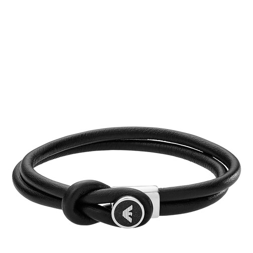 Emporio Armani Men's Leather Toggle Bracelet Silver Bracelet