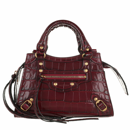 Balenciaga Neo Classic Mini Top Handle Bag Leather Dark Red Satchel