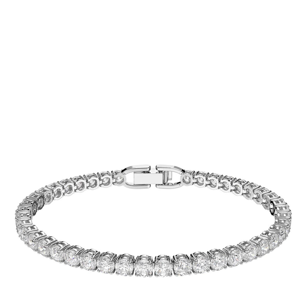 Swarovski Tennis Deluxe Round cut Ruthenium plated Gray Bracelet