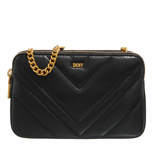 DKNY Vivian Dbl Zip Crossbody Black/Gold Crossbody Bag