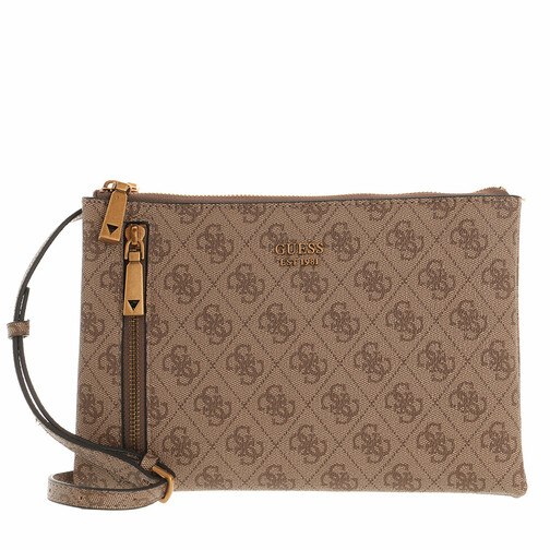 Guess Naya Double Zip Crossbody Latte Crossbody Bag