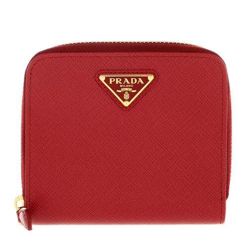 Prada Small Wallet Saffiano Leather Red Portemonnaie mit ZipAround
