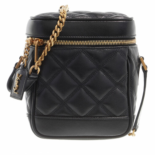 Saint Laurent 80'S Vanity Shoulder Bag Grain De Poudre Leather Black