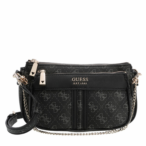 Guess Kasinta Double Zip Pouch Coal Multi Crossbody Bag