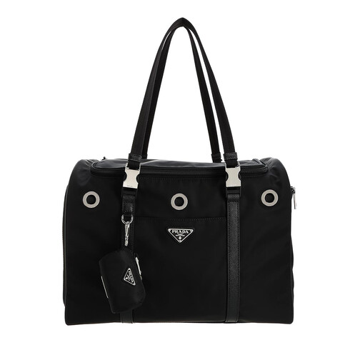 Prada ReNylon Pet Bag Saffiano Leather Black Weekender
