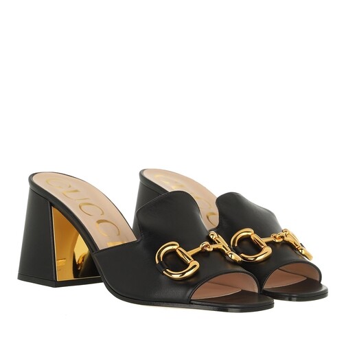 Gucci Horsebit Mid Heel Sandal Leather Black Mule
