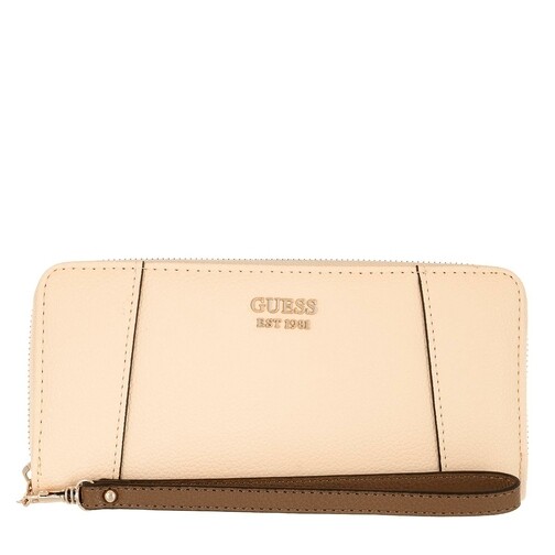 Guess Naya Large Zip Around Wallet Bone Dark Brown Continental Wallet