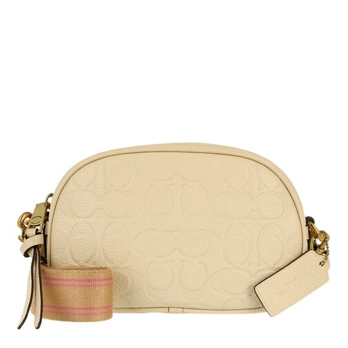 Coach Signature Leather Coach Badge Camera Crossbody Ivory Crossbody Bag