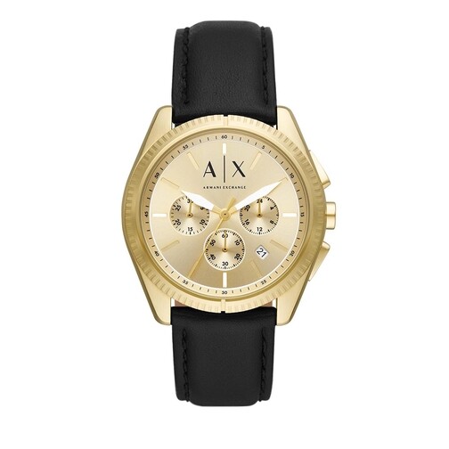 Armani Exchange Chronograph Leather Watch Black Chronograph