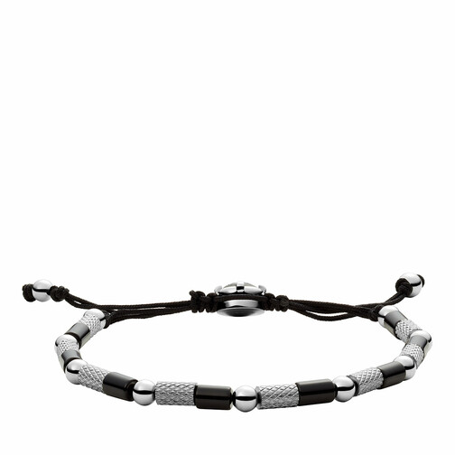 Diesel Men's Stainless Steel and Nylon Beaded Bracelet DX Silver