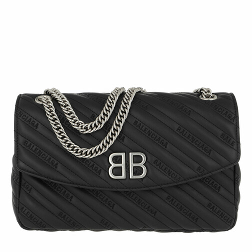 Balenciaga BB Round Medium Bag Calf Leather Black Crossbody Bag