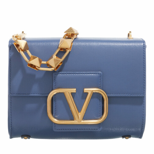 Valentino Garavani VLogo Stud Sign Bag Leather Blue Crossbody Bag