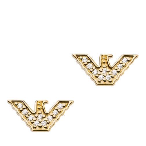 Emporio Armani Eagle Logo Sterling Stud Earrings Gold Ohrstecker