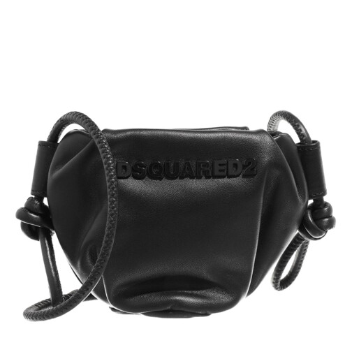 Dsquared2 Logo Crossbody Bag Soft Leather Black Mikrotasche