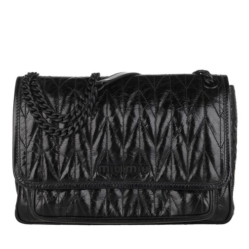 Miu Miu Quilted Shoulder Bag Shiny Leather Black Cross bodyväskor