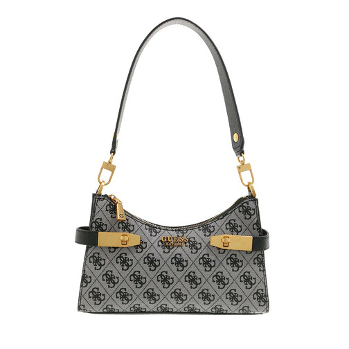 Guess Zadie Logo Top Zip Shldr Bag Black Logo Pochette