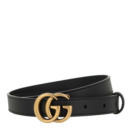 Gucci GG Belt Leather Black Thin Belt