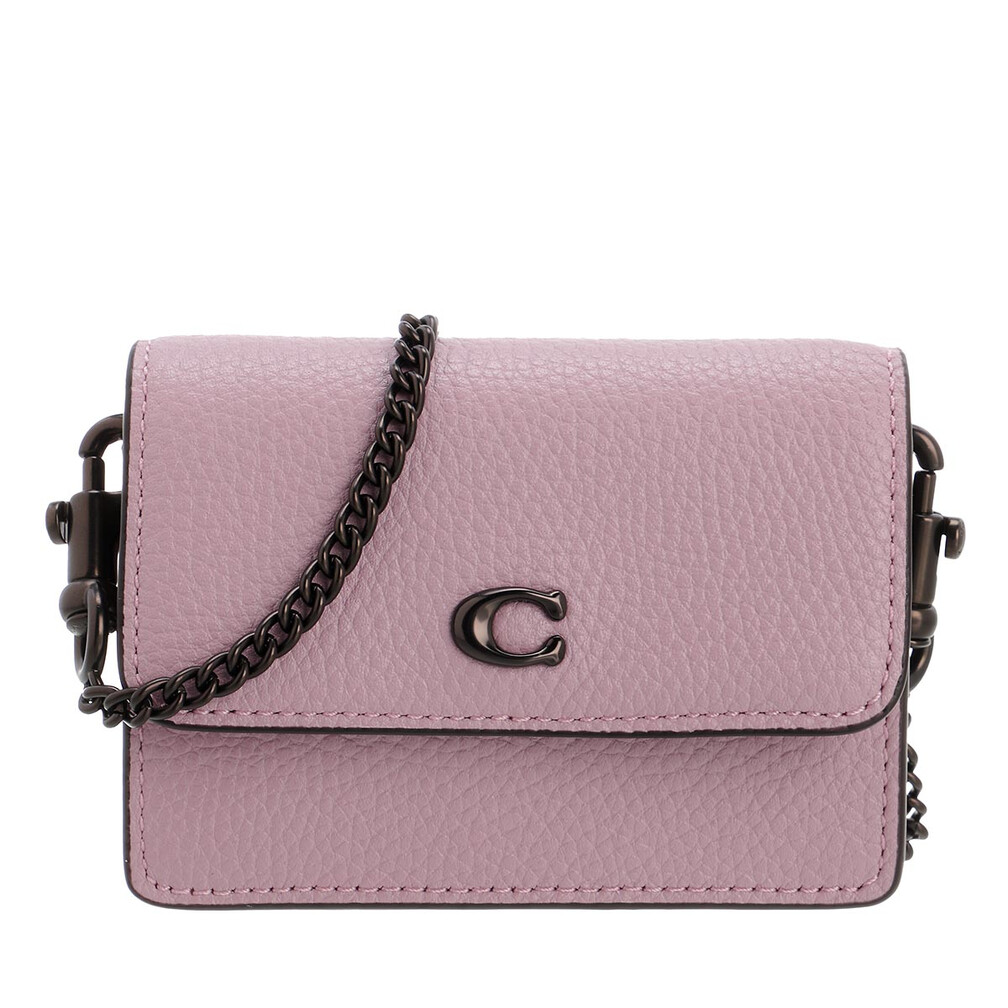 Coach Polished Pebbled Leather Half Flap Card Case B4 Black Kartenhalter