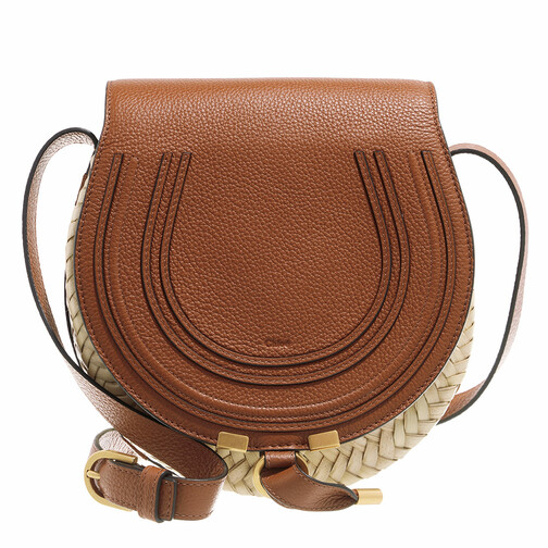 Chloé Small Marcie Basket Crossbody Bag Raffia Leather Tan Crossbody Bag