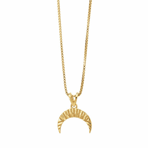 Rachel Jackson London Deco Crescent Moon Gold Necklace Gold Short