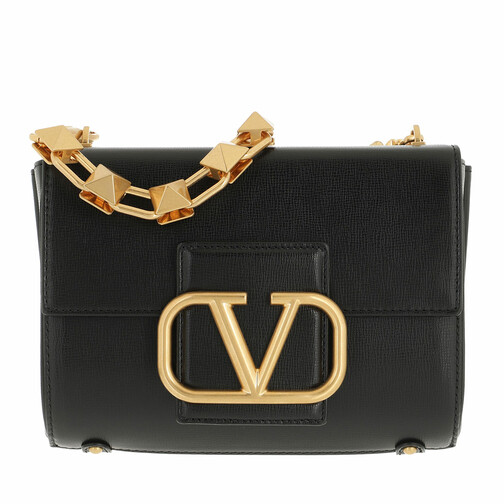 Valentino Garavani VLogo Stud Sign Bag Leather Black Crossbody Bag