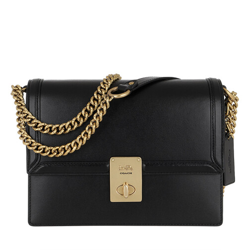 Coach Refined Calf Leather Hutton Shoulder Bag Black Crossbody Bag