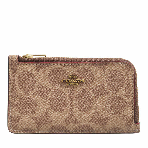 Coach Signature Small LZip Card Case Tan Rust Portecartes