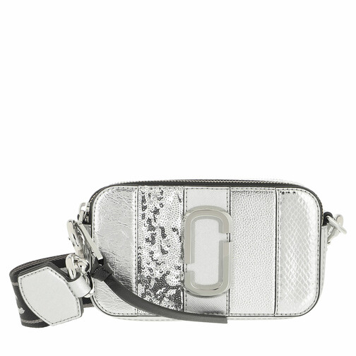 Marc Jacobs The Snapshot Metallic Striped Silver Camera Bag