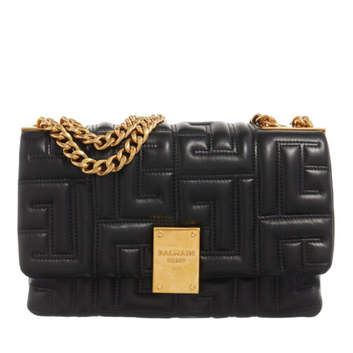 Balmain Small 1945 Soft Bag in Quilted Leather Black Crossbody Bag