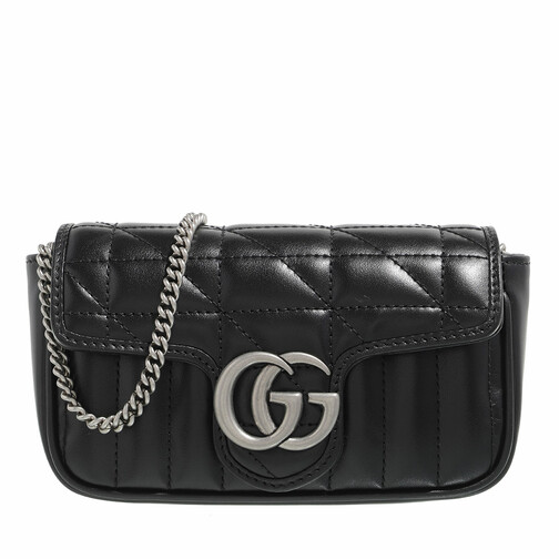 Gucci Super Mini GG Marmont Shoulder Bag Leather Black Crossbody Bag