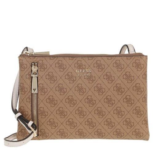 Guess Naya Double Zip Crossbody Latte/Stone Crossbody Bag