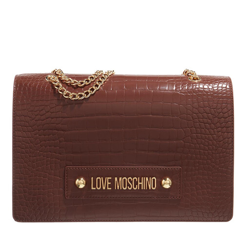 Love Moschino Borsa Big Logo Croco Pu Marrone Crossbody Bag