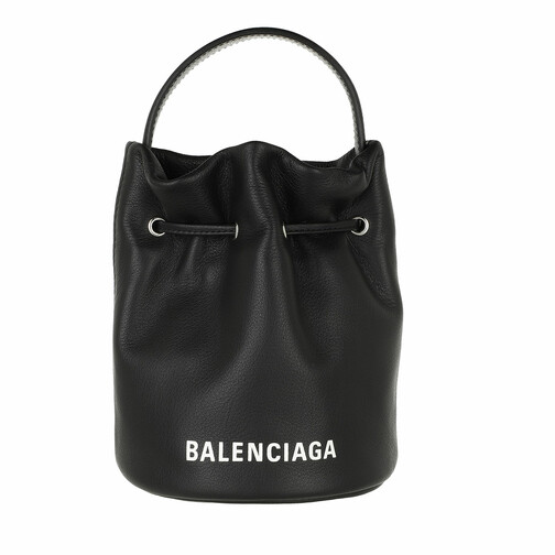 Balenciaga Everyday Drawstring Bucket Bag XS Black White Bucket Bag