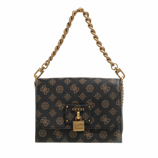 Guess Centre Stage Crossbody Flap Mocha Logo Crossbody Bag